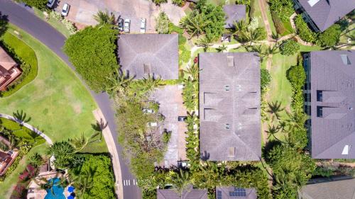 an overhead view of a yard with houses at Luxury Poipu 4br Villa with AC Walk to the Beach! (224) in Koloa