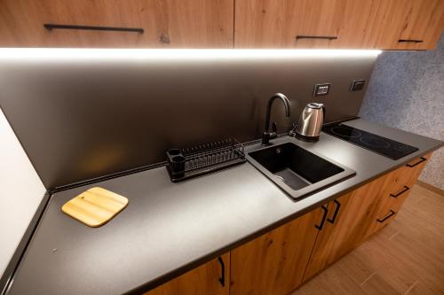 Top Zlatar Apartmaniにあるキッチンまたは簡易キッチン