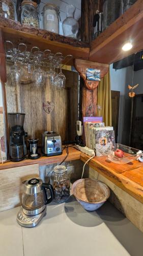 - une cuisine avec un comptoir dans l'établissement appartement 3 pièces avec vue, à Chamandrin