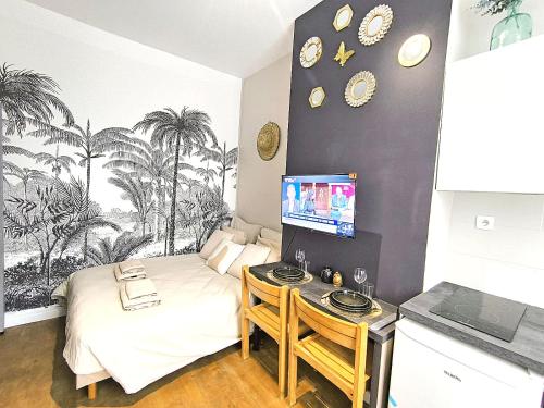 Kuchyň nebo kuchyňský kout v ubytování LeRelaisdOdile - Suite Studios Confort - Idéal PRO & Couple - LILLE VAUBAN
