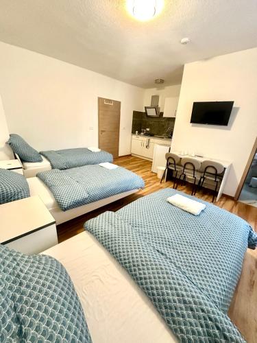 Ένα ή περισσότερα κρεβάτια σε δωμάτιο στο Pension Hirsch