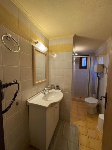 a bathroom with a sink and a toilet at Frigias 1 in Arachova