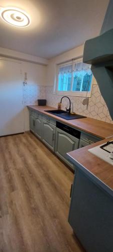 une cuisine avec un évier et un plan de travail dans l'établissement le studio, à Cornimont