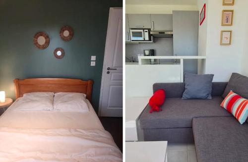 Kuchyňa alebo kuchynka v ubytovaní Appartement devant la plage avec piscine