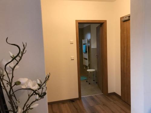 a hallway with a door leading into a room at Appartementhaus Angelika in Nittenau