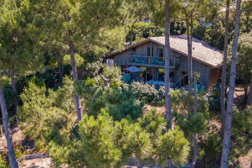 an aerial view of a house in the woods at Villa Tramontane vue panoramique PYLA SUR MER in La Teste-de-Buch