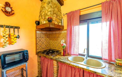 Una cocina con estufa, fregadero y microondas. en Villa 142 by Villamya, en El Gastor