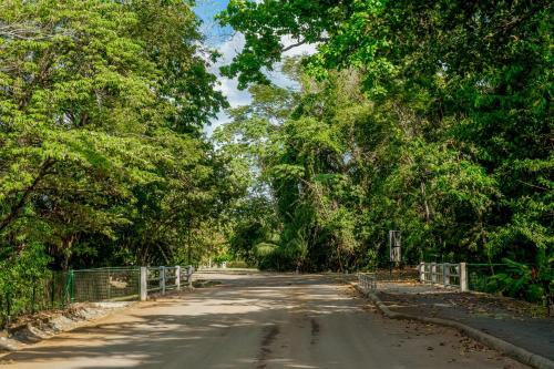 an empty road with trees on both sides at Mistico Serenity Shores at Nautilus in Playa Hermosa