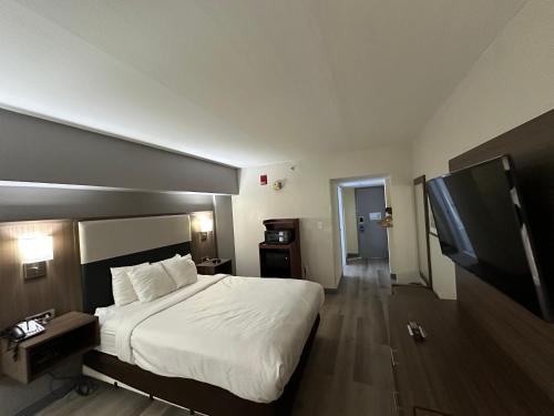 a bedroom with a bed and a flat screen tv at Comfort Inn Conyers in Conyers