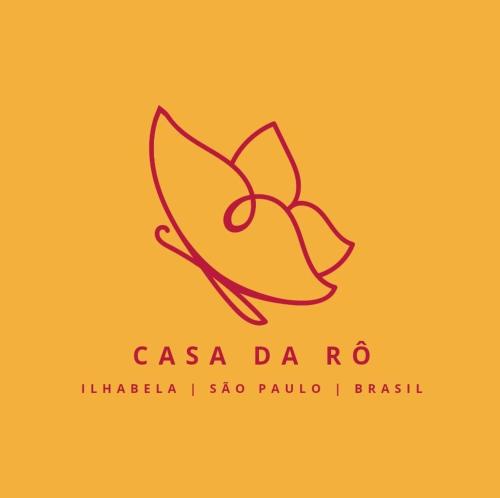 a logo for a restaurant with a flower on a yellow background at Casa Da Ro in Ilhabela