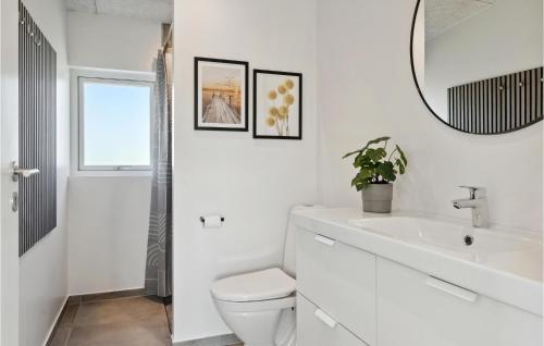 a white bathroom with a toilet and a sink at Pet Friendly Home In Børkop With Wifi in Børkop