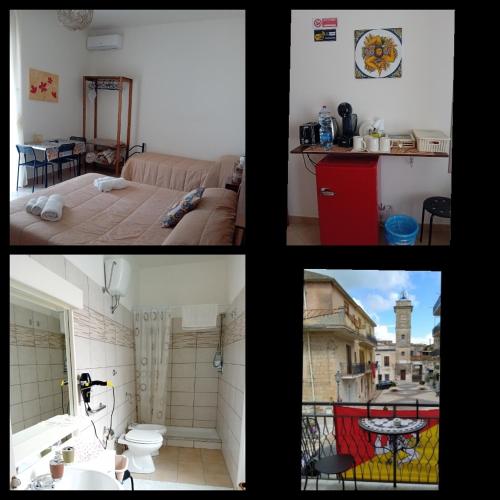 a group of four pictures of a room at bed & breakfast Acquaviva di Vullo Vincenzo in Acquaviva Platani