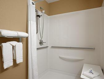 Ett badrum på Microtel Inn & Suites By Wyndham Mineral Wells/Parkersburg