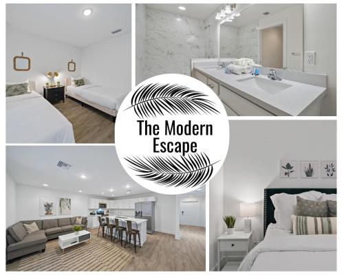 a collage of photos of a bedroom and a living room at Brand New House! 10 Minutes to the Beach! in West Palm Beach
