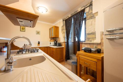 a kitchen with a sink and a stove at Activity and familiy Villa Milena with heated pool in Kršan