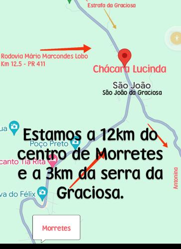 a map of montenegro with the names of cities at Magia e lazer - Chácara Lucinda - 12km do centro de Morretes in Morretes