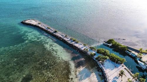 an aerial view of a pier in the water at Keys Relaxing Getaway-Kawama K5 in Key Largo