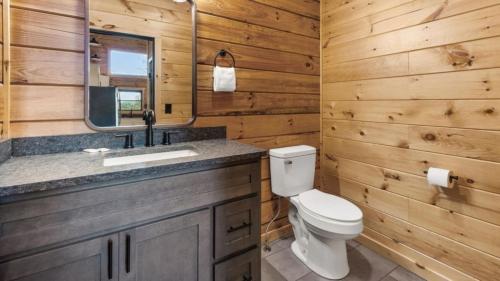 a bathroom with a toilet and a sink at The Great Escape - 2 Bedrooms, 2,5 Baths, Sleeps 12 home in Tellico Plains