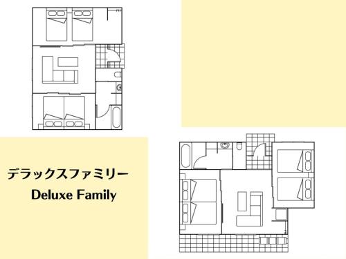 a floor plan and a drawing of a house at Wright Style ANNEX in Naoshima