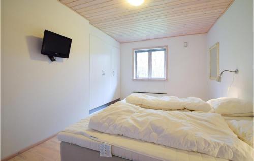 a bedroom with a bed with a tv on the wall at 3 Bedroom Pet Friendly Home In Fårvang in Fårvang