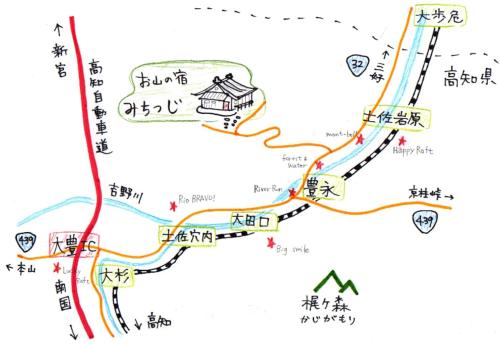 a map of aichifecture at Oyamanoyado Michitsuji in Otoyocho