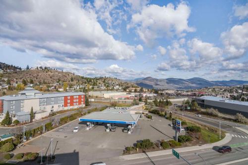 an aerial view of a parking lot in a city at The Hue Hotel, an Ascend Collection Hotel in Kamloops