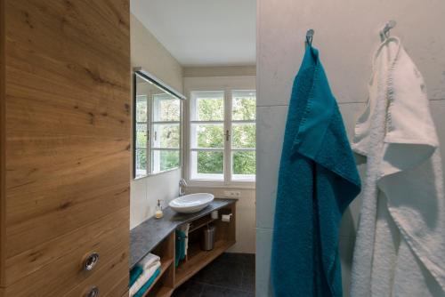 łazienka z umywalką i lustrem w obiekcie Apartment am Hofgarten w mieście Innsbruck