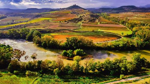an aerial view of a river in a valley at Santiago Tower Aire Ac casco antiguo By Apartamentos Logrono in Logroño