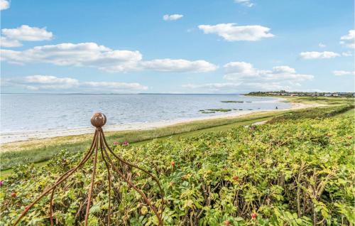 a view of a beach with flowers and the ocean at Stunning Home In Esbjerg V With Wifi in Esbjerg