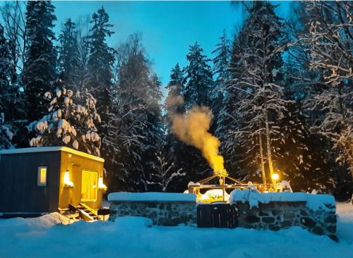 Mellene 1 bedroom house in nature & hot tube v zimě