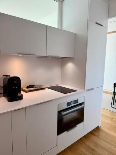 Dapur atau dapur kecil di Charmant T2 lumineux avec vue