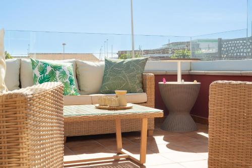 Posezení v ubytování Chalé con terraza en la costa