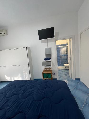 a bedroom with a bed and a tv on the wall at Casa Vacanza IMPARO B&B Ischia in Ischia
