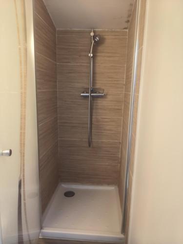 La salle de bains est pourvue d'une douche. dans l'établissement Appartement Jelyad Terres Fortes 1 à 10 minutes de Disney, à Chanteloup-en-Brie