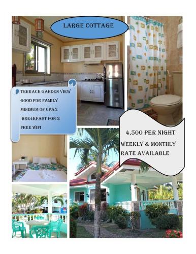a collage of photos of a kitchen and a house at L&L Beach Resort in Pandan