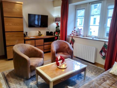 TV a/nebo společenská místnost v ubytování Maison Rebleuthof Sauna & Fitness
