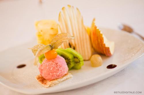 a plate of food on a white plate at Grand Hotel & des Anglais Spa in Sanremo