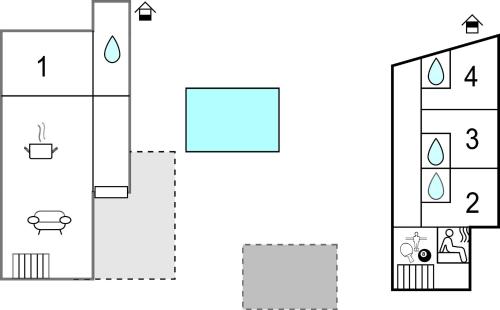 a plan of a bathroom with a toilet and a sink at Amazing Home In Oljasi With Sauna in Oljasi