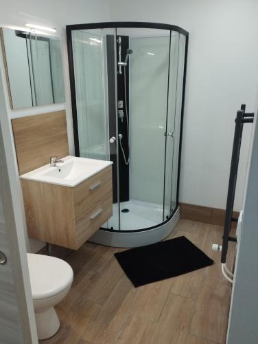 une salle de bain avec une douche, un lavabo et des toilettes dans l'établissement BEST PRICE #4 LA TUILERIE x4 people, à Lods