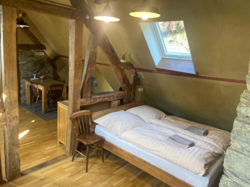Katil atau katil-katil dalam bilik di Haus An der Rur - 5 Apartments mitten in Monschau