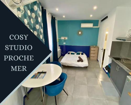 Cozy studio 3min MER nice CENTRE