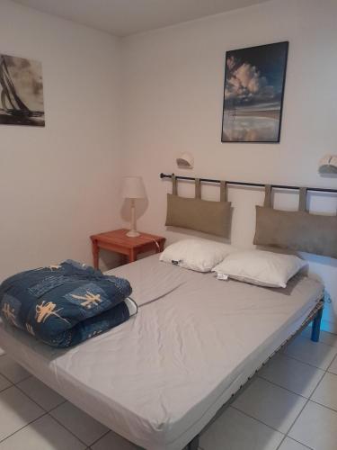 Posteľ alebo postele v izbe v ubytovaní SAVINES LE LAC APPARTEMENT VUE SUR LE LAC