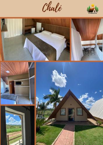 a collage of photos of a hotel and a house at Chalezinho Pousada in Brumadinho