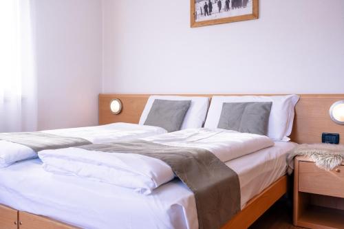 two beds sitting next to each other in a bedroom at Hotel Garden in Folgaria