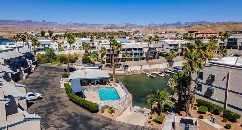 an aerial view of a resort with a swimming pool at Relaxation on the Colorado River in Bullhead City