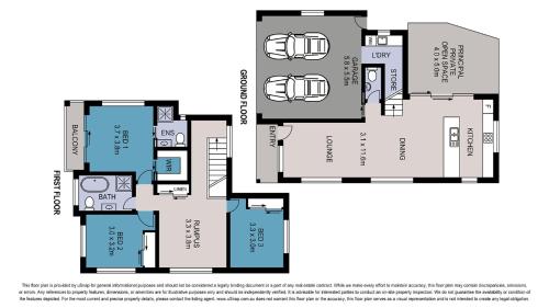a floor plan of a house at Seaside Village Retreat in Shellharbour