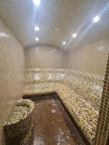 a large bathroom with a large tub in a room at 2 Bdr Garden Apt with Spa near Ski and Golf in Razlog