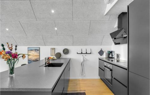 a kitchen with a sink and a counter top at Stunning Apartment In Thisted With Wifi in Thisted