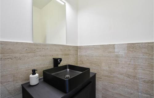 a bathroom with a black sink and a mirror at Stunning Home In Obrovac Sinjski in Obrovac Sinjski