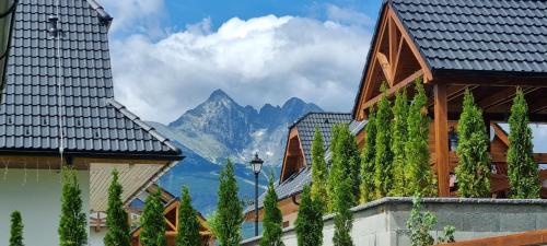 a view of the mountains from the roofs of buildings at Chata Alex in Stará Lesná
